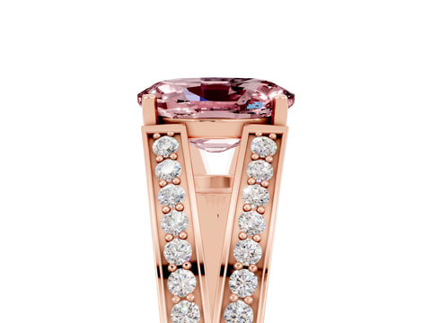 Rose gold Oval Cut Morganite Split Shank Ring with Pavé Band and Four-Prong Setting_5