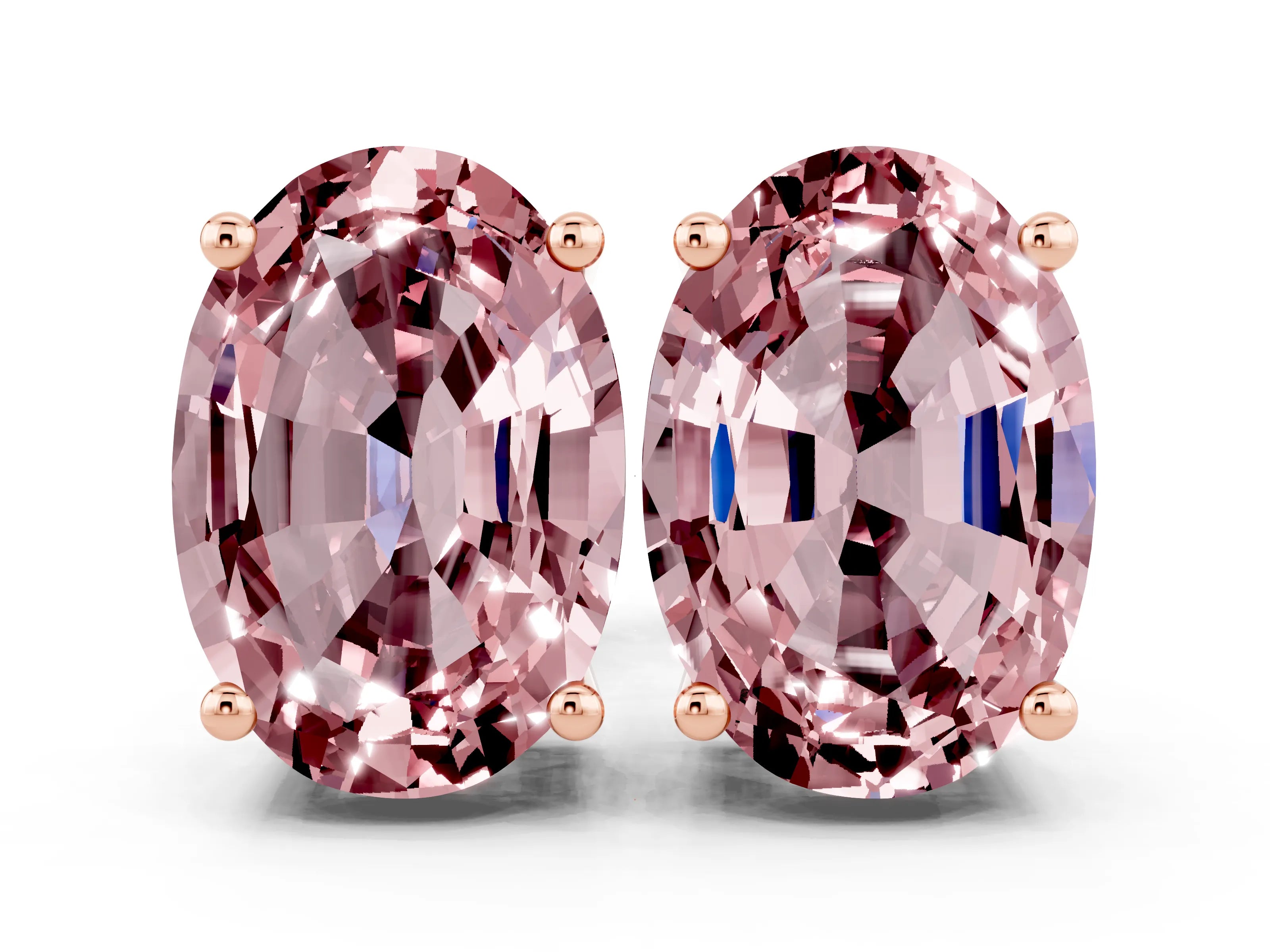 Rose gold Oval Cut Morganite Stud Earrings_12