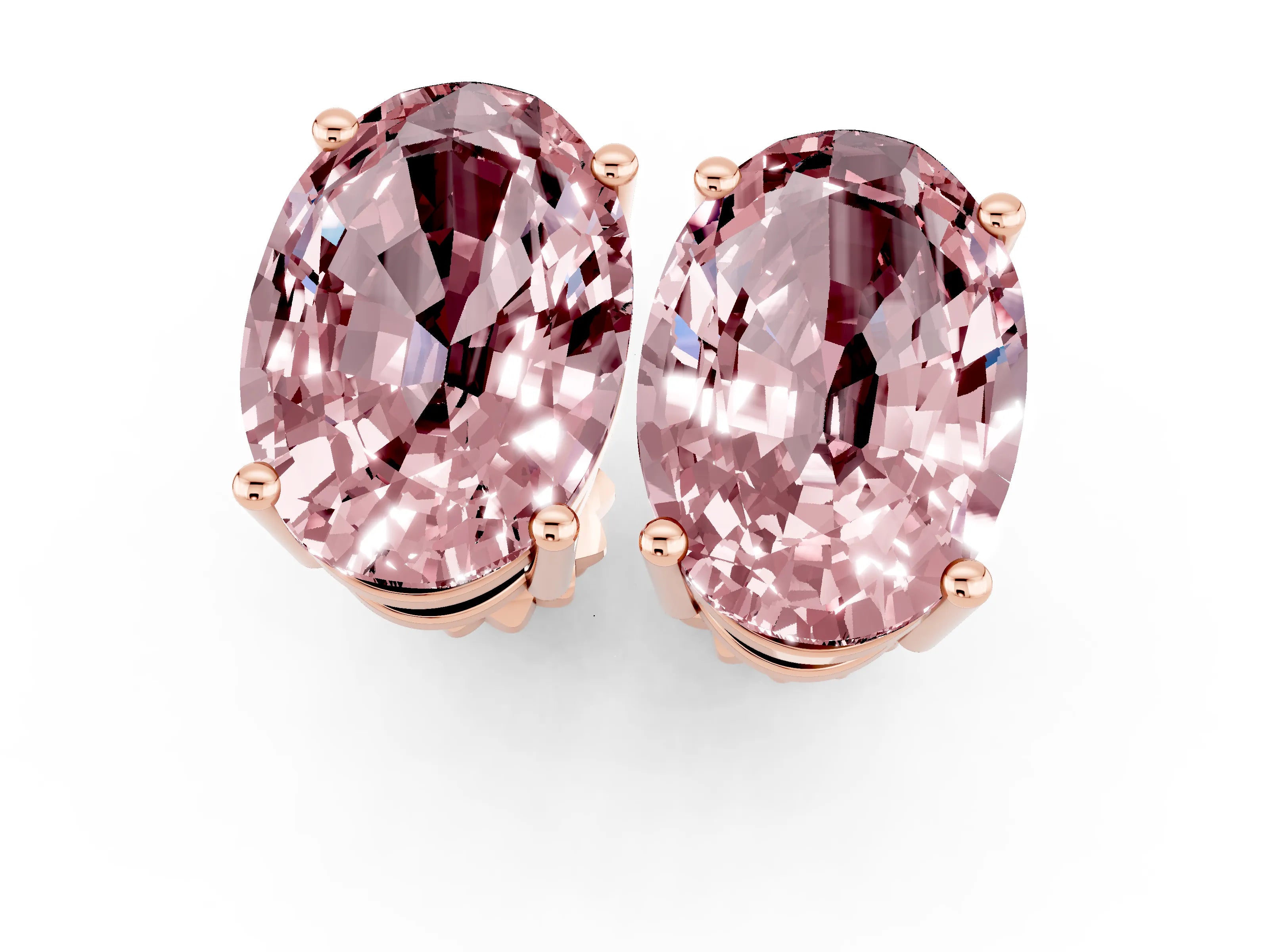 Rose gold Oval Cut Morganite Stud Earrings_13
