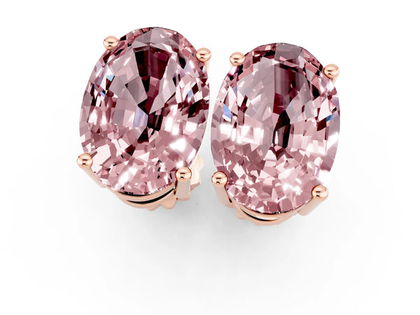 Rose gold Oval Cut Morganite Stud Earrings