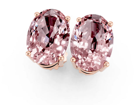 Rose gold Oval Cut Morganite Stud Earrings_13