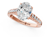 Rose gold Oval Cut Pavé Band Solitaire Ring with Four-Prong Setting_153