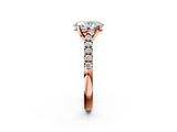 Rose gold Oval Cut Pavé Band Solitaire Ring with Four-Prong Setting_154