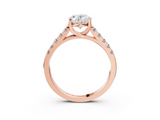 Rose gold Oval Cut Pavé Band Solitaire Ring with Four-Prong Setting_155