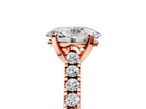 Rose gold Oval Cut Pavé Band Solitaire Ring with Four-Prong Setting_157