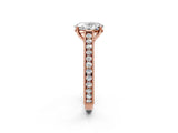 Rose gold Oval Cut Pave Band Milgrain Solitaire Ring_8