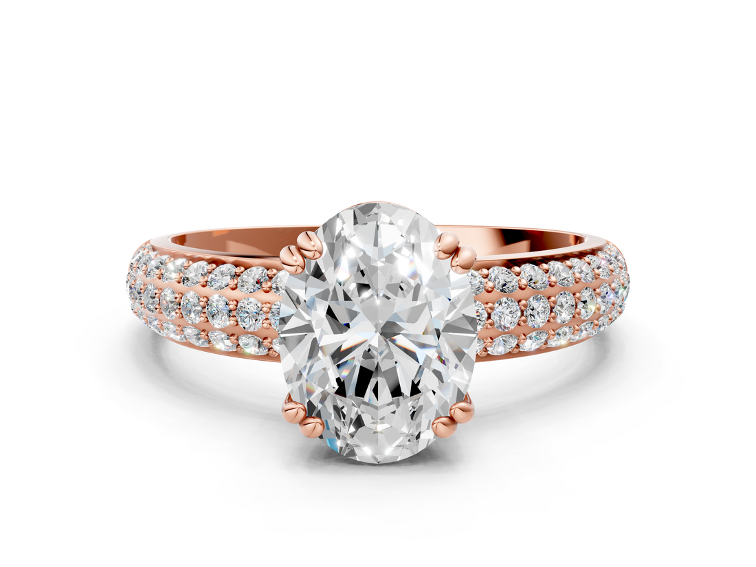 Rose gold Oval Cut Pave Diamond Engagement Ring with Channel Set Band and Four-Prong Setting_19