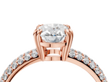 Rose gold Oval Cut Pave Diamond Engagement Ring with Channel Set Band and Four-Prong Setting_23