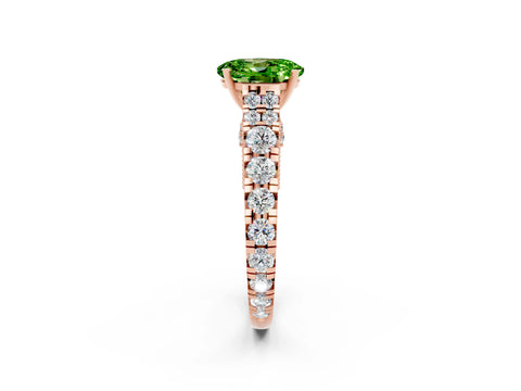 Rose gold Oval Cut Peridot Classic Solitaire Ring with Pavé Band and Four-Prong Setting_2