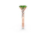 Rose gold Oval Cut Peridot Cluster Side Stone Solitaire Ring with Prong Setting_26