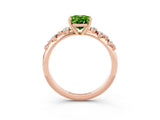 Rose gold Oval Cut Peridot Cluster Side Stone Solitaire Ring with Prong Setting_27