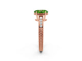 Rose gold Oval Cut Peridot Engagement Ring with Milgrain Channel Set Band and Prong Setting_2