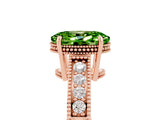 Rose gold Oval Cut Peridot Engagement Ring with Milgrain Channel Set Band and Prong Setting_5