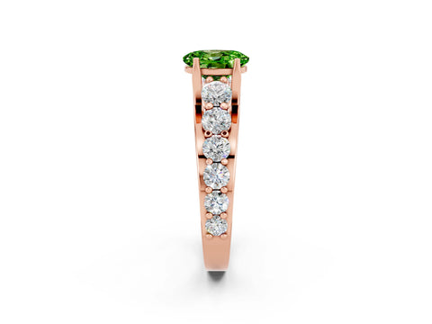 Rose gold Oval Cut Peridot Engagement Ring with Pavé Band and Four-Prong Setting_2