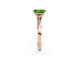 Rose gold Oval Cut Peridot Engagement Ring with Side Stone Accents and Four-Prong Setting_74