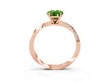 Rose gold Oval Cut Peridot Engagement Ring with Side Stone Accents and Four-Prong Setting_75