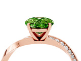 Rose gold Oval Cut Peridot Engagement Ring with Side Stone Accents and Four-Prong Setting_76