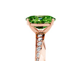 Rose gold Oval Cut Peridot Engagement Ring with Side Stone Accents and Four-Prong Setting_77