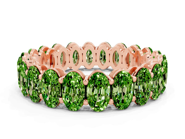 Rose gold Oval Cut Peridot Eternity Band with Shared Prong Setting