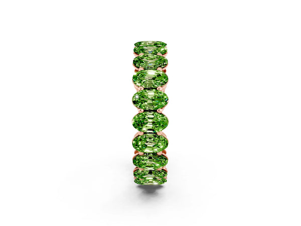 Rose gold Oval Cut Peridot Eternity Band with Shared Prong Setting