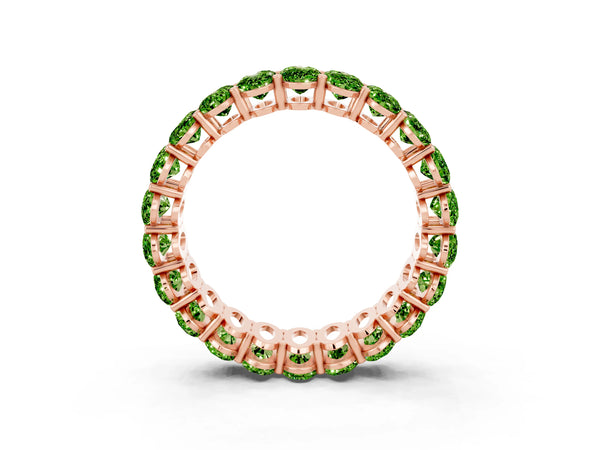 Rose gold Oval Cut Peridot Eternity Band with Shared Prong Setting