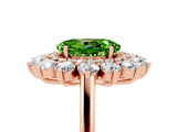 Rose gold Oval Cut Peridot Floral Double Halo Engagement Ring with Prong Setting_84
