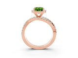 Rose gold Oval Cut Peridot Halo Ring with Round Split Shank and Prong Setting_51