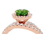 Rose gold Oval Cut Peridot Halo Ring with Round Split Shank and Prong Setting_52