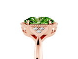 Rose gold Oval Cut Peridot Halo Ring with Tapered Band and Four-Prong Setting_5