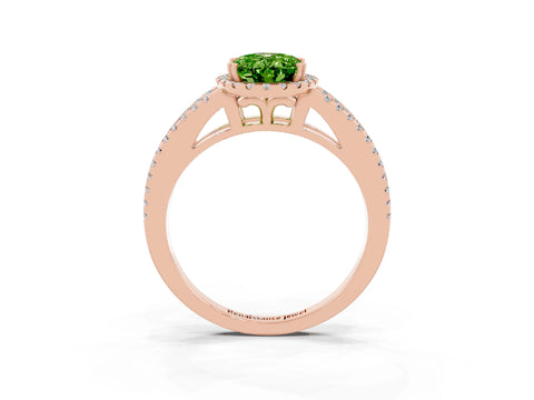Rose gold Oval Cut Peridot Halo Split Shank Engagement Ring_15