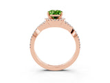 Rose gold Oval Cut Peridot Halo Twist Band Solitaire Prong Setting Ring_3