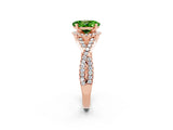 Rose gold Oval Cut Peridot  Halo Twist Band Solitaire Prong Setting Ring_38