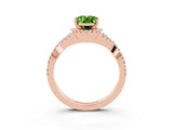 Rose gold Oval Cut Peridot  Halo Twist Band Solitaire Prong Setting Ring_39