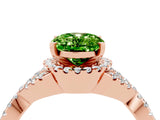Rose gold Oval Cut Peridot  Halo Twist Band Solitaire Prong Setting Ring_40