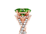 Rose gold Oval Cut Peridot  Halo Twist Band Solitaire Prong Setting Ring_41