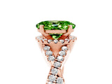 Rose gold Oval Cut Peridot Halo Twist Band Solitaire Prong Setting Ring_5