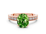 Rose gold Oval Cut Peridot Milgrain Pavé Engagement Ring with Four-Prong Setting_12