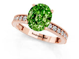 Rose gold Oval Cut Peridot Milgrain Pavé Engagement Ring with Four-Prong Setting_13