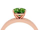 Rose gold Oval Cut Peridot Milgrain Pavé Engagement Ring with Four-Prong Setting_16