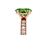 Rose gold Oval Cut Peridot Milgrain Pavé Engagement Ring with Four-Prong Setting_17