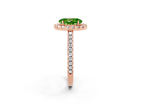 Rose gold Oval Cut Peridot Pavé Halo Ring with Four-Prong Setting_14