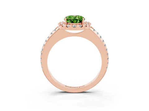 Rose gold Oval Cut Peridot Pavé Halo Ring with Four-Prong Setting_15