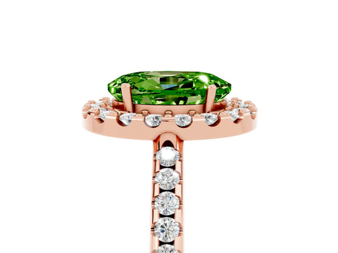 Rose gold Oval Cut Peridot Pavé Halo Ring with Four-Prong Setting_17