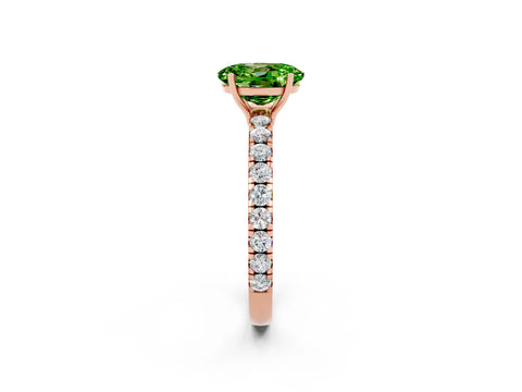 Rose gold Oval Cut Peridot Pavé Solitaire Engagement Ring with Four-Prong Setting_14