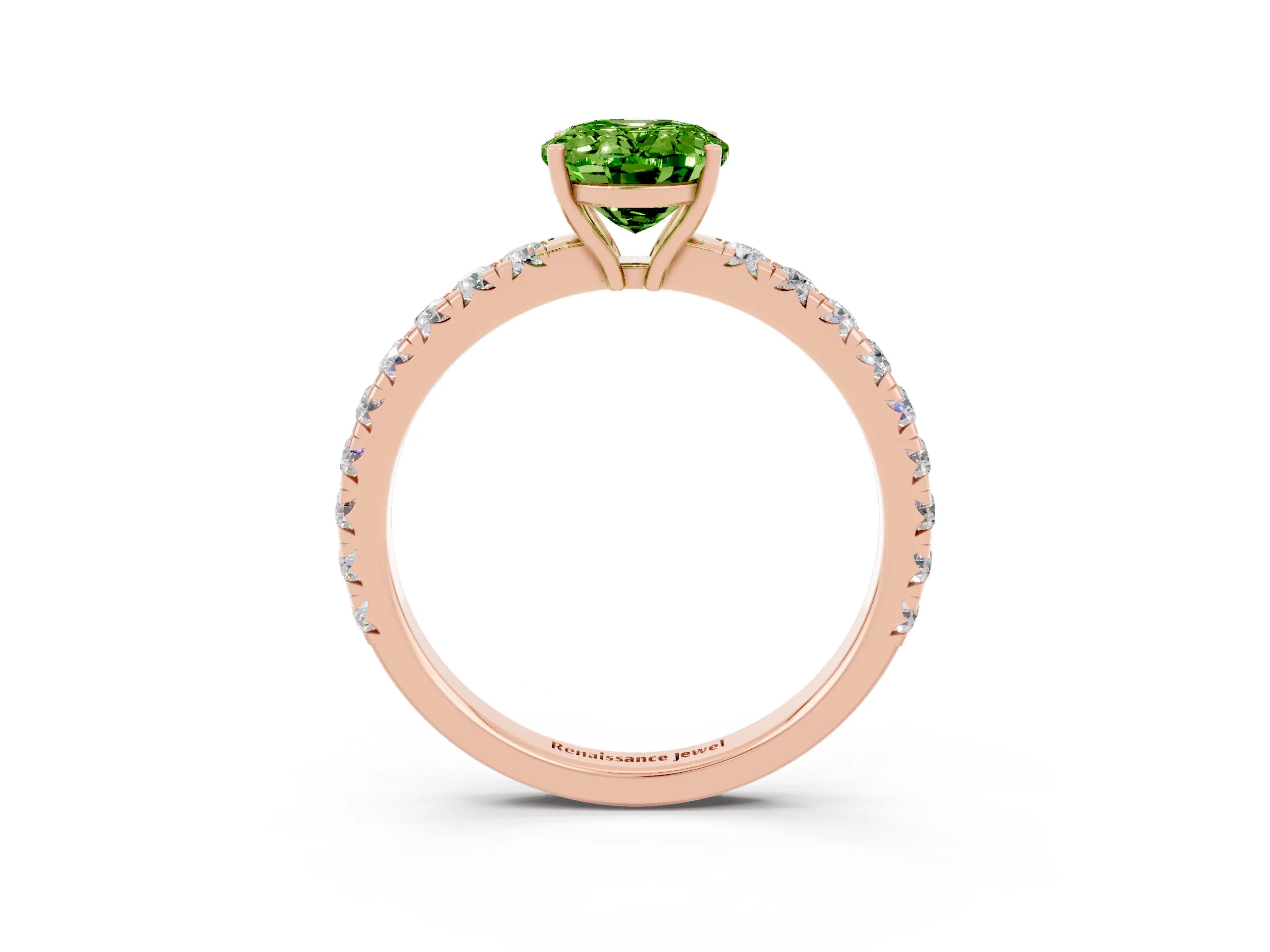 Rose gold Oval Cut Peridot Pavé Solitaire Engagement Ring with Four-Prong Setting_15