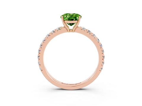 Rose gold Oval Cut Peridot Pavé Solitaire Engagement Ring with Four-Prong Setting_15