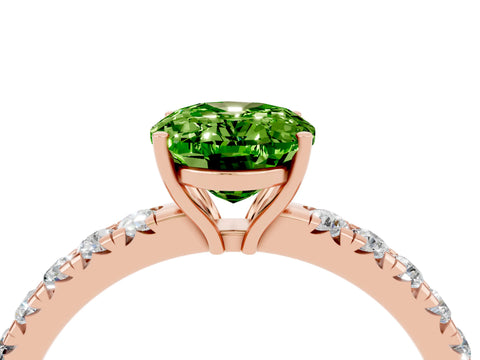 Rose gold Oval Cut Peridot Pavé Solitaire Engagement Ring with Four-Prong Setting_16
