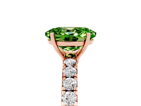Rose gold Oval Cut Peridot Pavé Solitaire Engagement Ring with Four-Prong Setting_17