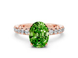 Rose gold Oval Cut Peridot Pavé Solitaire Ring with Round Band and Prong Setting_24