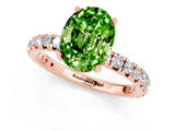 Rose gold Oval Cut Peridot Pavé Solitaire Ring with Round Band and Prong Setting_25